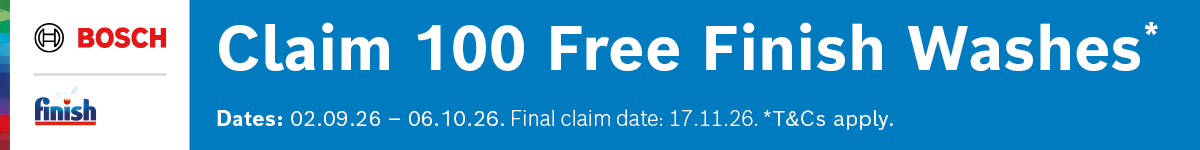 Claim 100 free Finish washes with selected Bosch dishwashers - Desktop